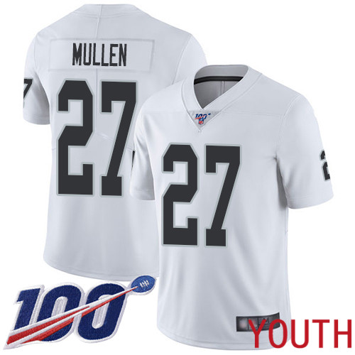 Oakland Raiders Limited White Youth Trayvon Mullen Road Jersey NFL Football #27 100th Season Vapor Jersey